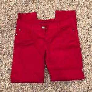 Red skinny jeans